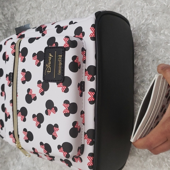 NWT Loungefly Minnie Polkabows mini backpack and cardholder main image 6